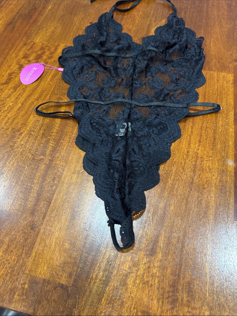 NWT Avidlove Black Lace Halter Teddy Bodysuit - Picture 2 of 12